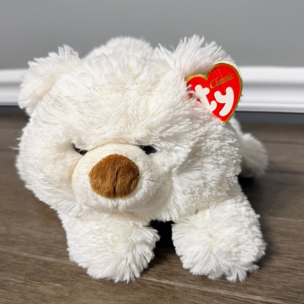 Ty Classic Icicle Polar Bear White Plush Stuffed Animal 2005 Heart Tag 12 Inch